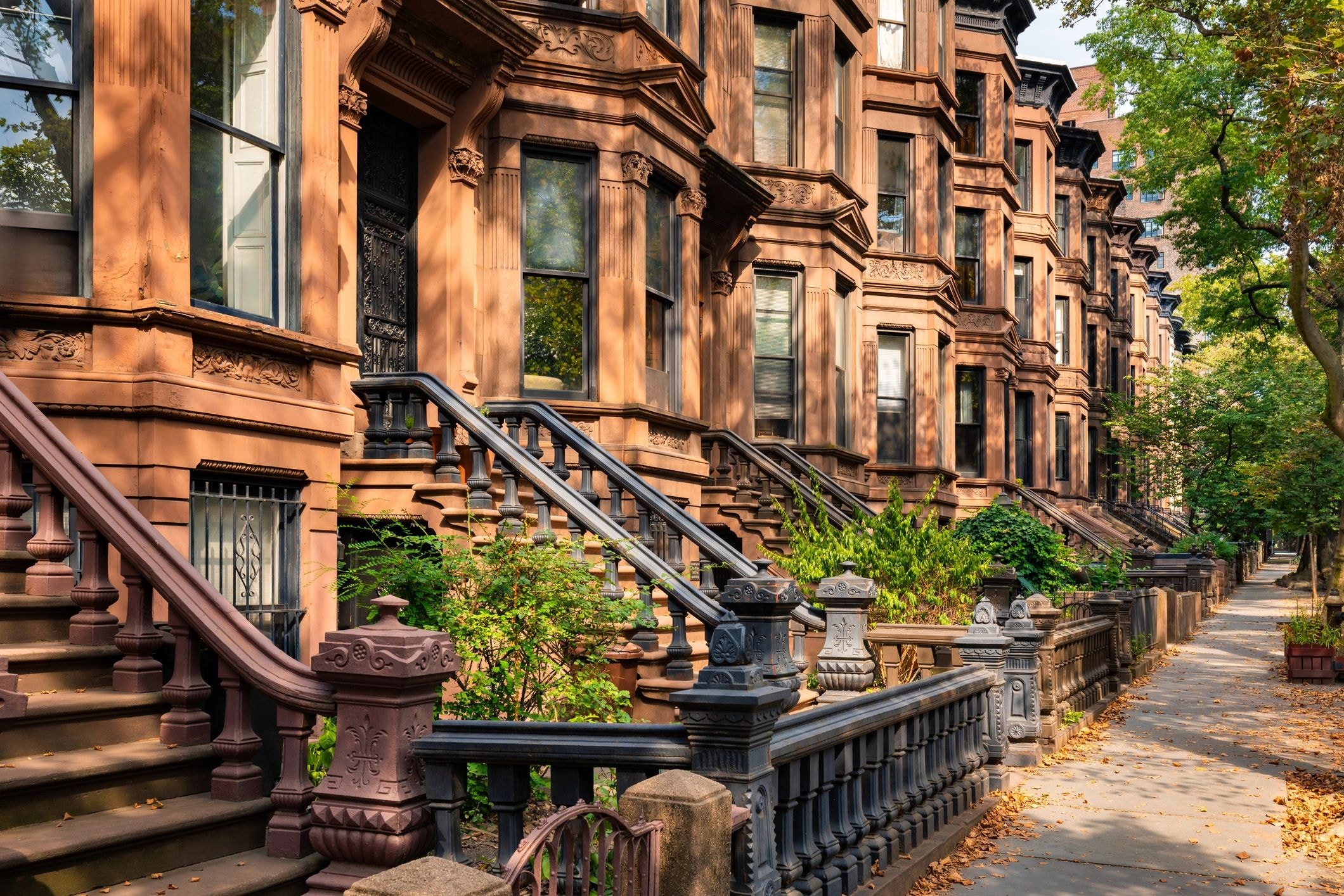 Brownstone townhouses in NYC